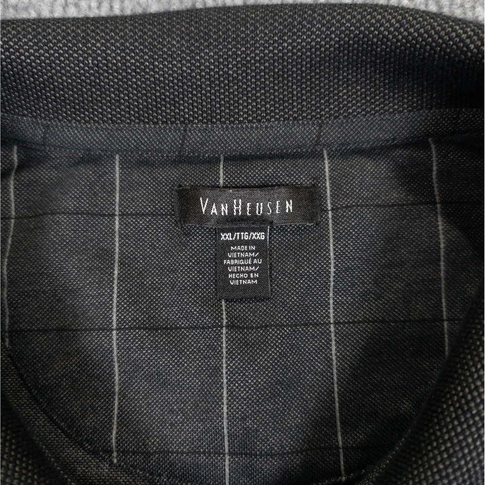 Van Heusen Polo Shirt Men XXL Gray Window Pane Classic Business Casual Golfwear - Picture 4 of 15